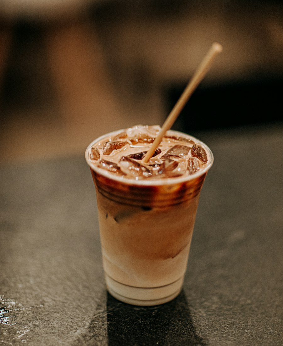 Iced coffee with condensed milk in a glass
